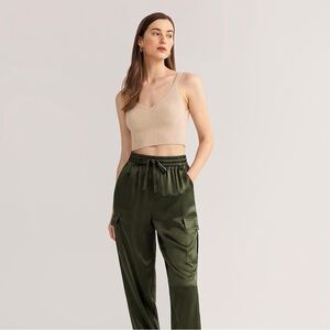 LilySilk Cashmere Cropped Tank Top in Cream - Size Small